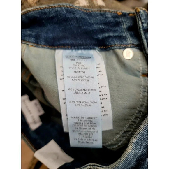 Good American Good Legs Deep V Blue609 Organic High Rise Skinny Blue Jeans 00 24 - Picture 9 of 10